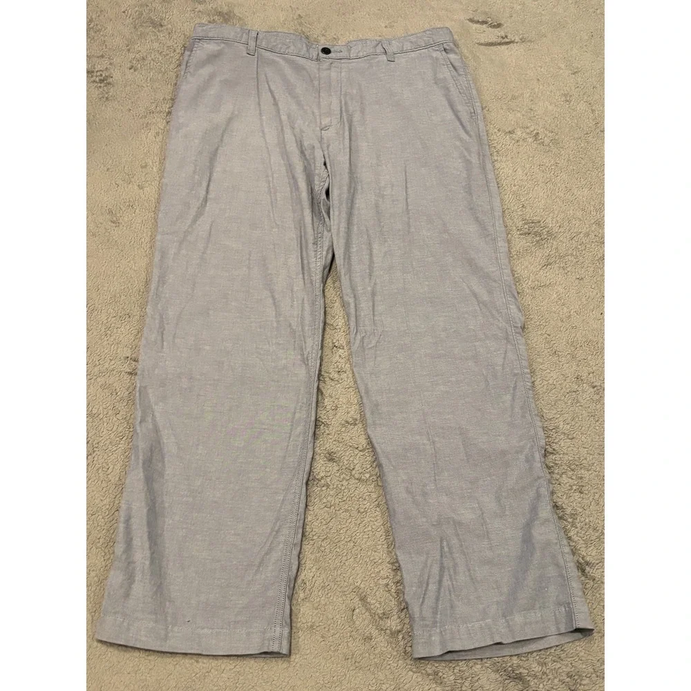 Dockers Mens 38x32 Straight Fit Light Blue Chambray Lightweight Cotton Pants